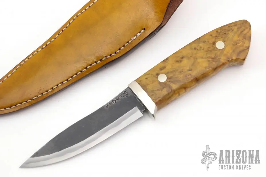 Sheath Knife - Masur Birch Handle By Moriya 3 Sheath Knife - Masur Birch Handle By Moriya