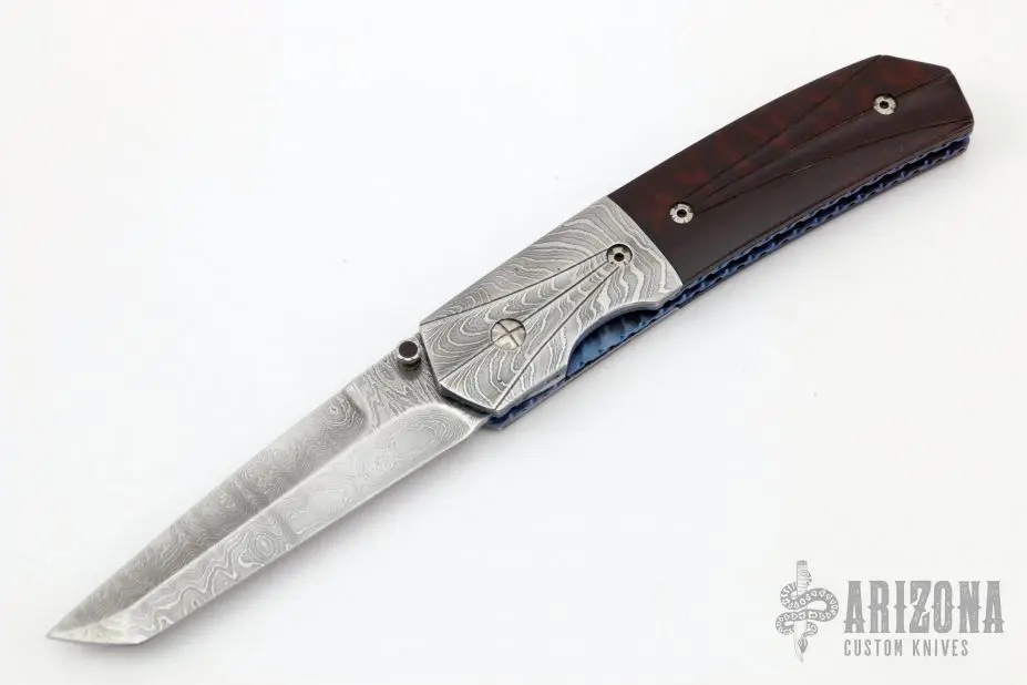 Damascus And Wood Linerlock 3 Damascus And Wood Linerlock