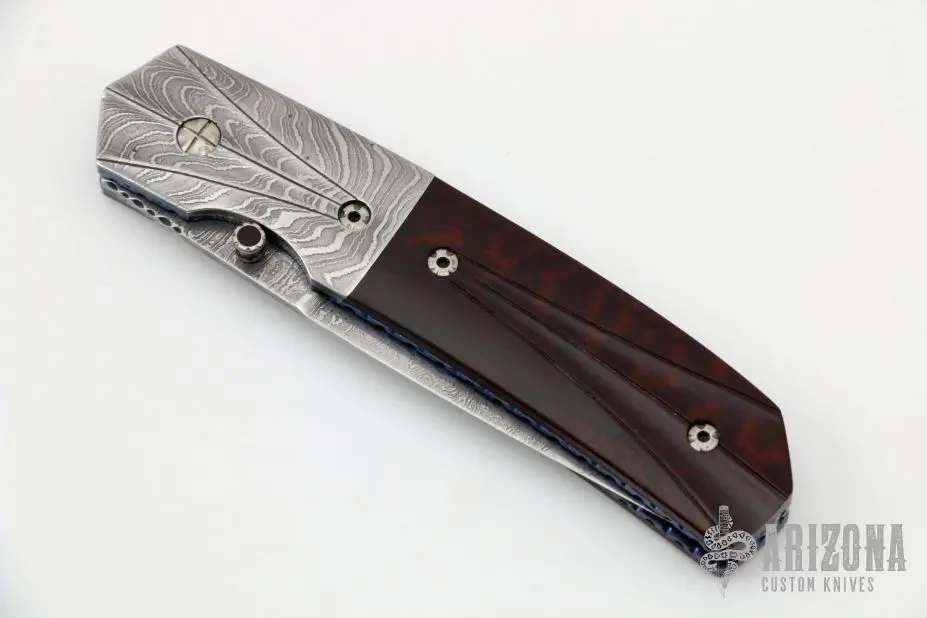 Damascus And Wood Linerlock 5 Damascus And Wood Linerlock - Image 3