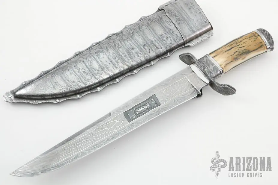 Sole-Authorship Bowie Fighter W/ Damascus Sheath 3 Sole-Authorship Bowie Fighter W/ Damascus Sheath