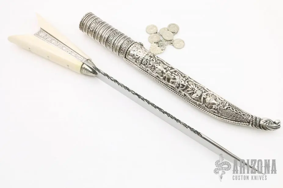 Cretan - Carved Traditional Silver Knife 4 Cretan - Carved Traditional Silver Knife - Image 2