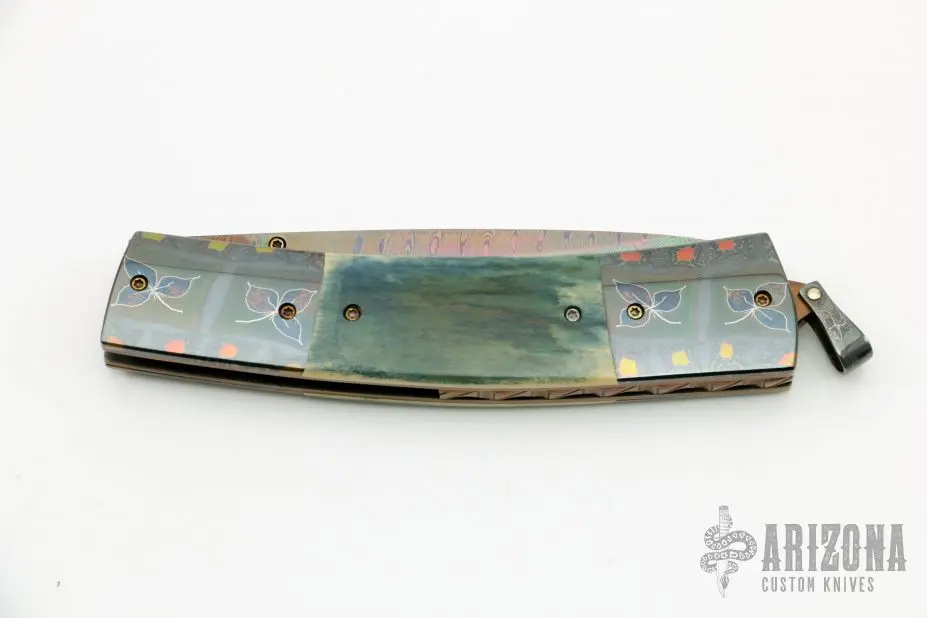 Damascus And Mammoth Ivory Linerlock 5 Damascus And Mammoth Ivory Linerlock - Image 3