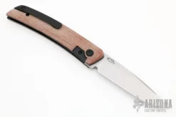 F22 KickStop Flipper Knife, Machine Satin Blade, Brown Micarta Handles,Option 2 Black PVD Accents -Knife Promotional Store 1668782903 7048