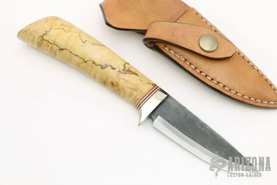 Sheath Knife - Spalted Maple Handle By Moriya 4 Sheath Knife - Spalted Maple Handle By Moriya - Image 2