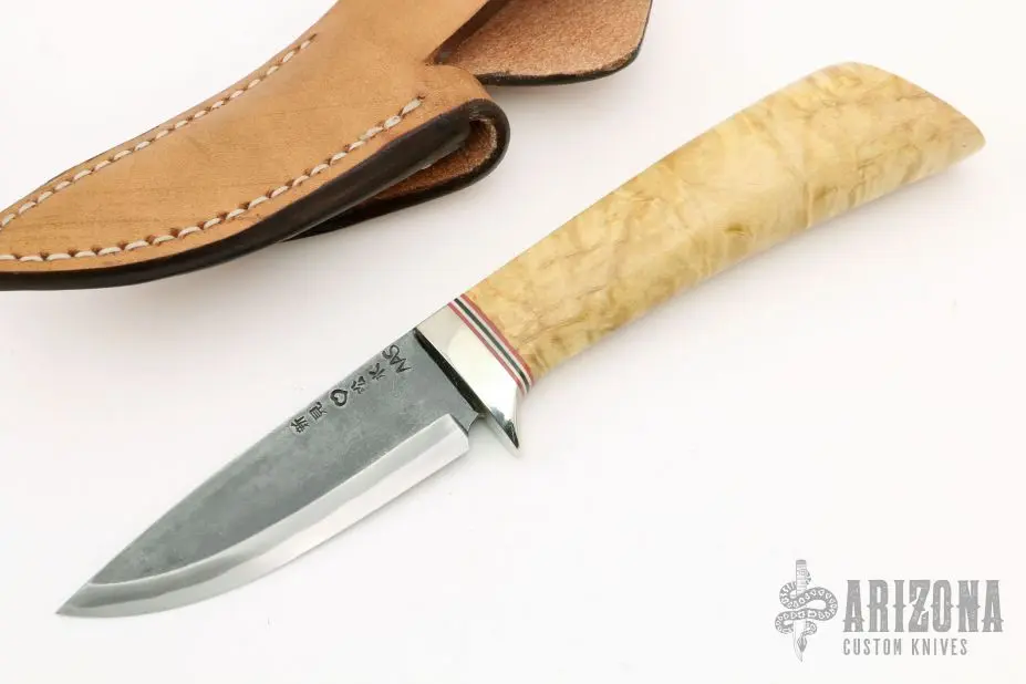 Sheath Knife - Spalted Maple Handle By Moriya 3 Sheath Knife - Spalted Maple Handle By Moriya