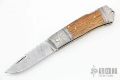 Damascus And Mammoth Ivory Lockback