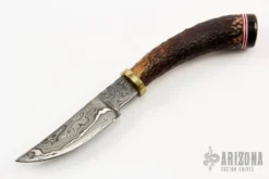 Scrimshawed Damascus Hunter