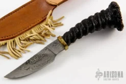 Scrimshawed Damascus Hunter