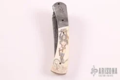 Scrimshawed Damascus And Mammoth Ivory Linerlock 10 Scrimshawed Damascus And Mammoth Ivory Linerlock -Knife Promotional Store 19190626 22195