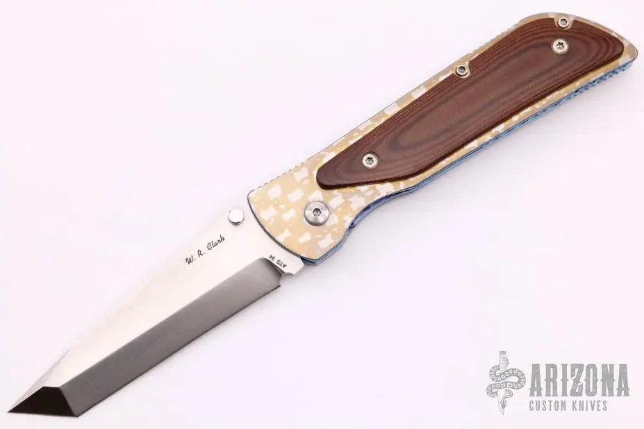 Tanto Linerlock - Brown Linen Micarta 3 Tanto Linerlock - Brown Linen Micarta